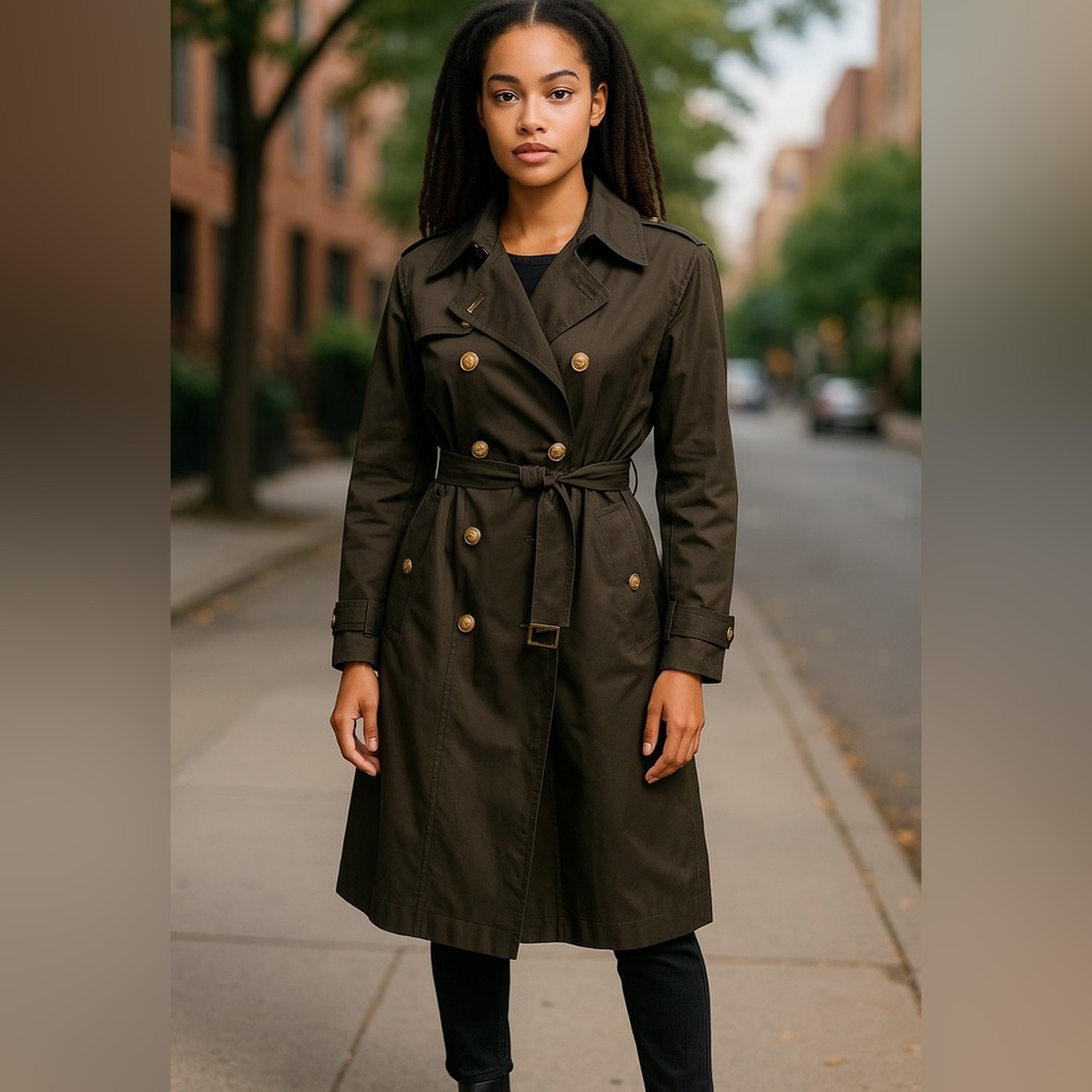 🛍️# 2536 NWT Creatmous Women’s Black Hooded Trench Coat